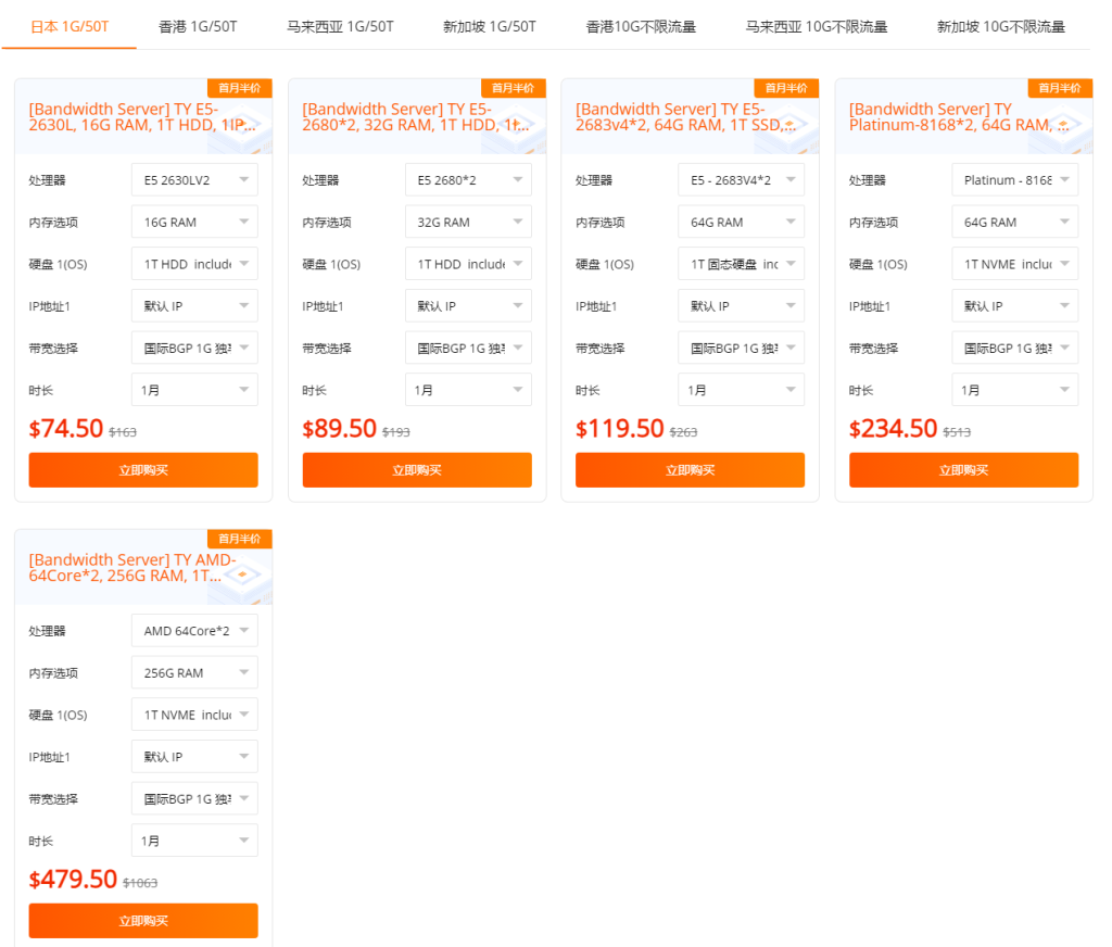 raksmart大帶寬半價