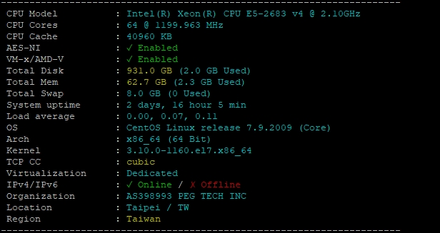 RAKsmart中國(guó)臺(tái)灣物理服務(wù)器E5 - 2683v4*2實(shí)測(cè)